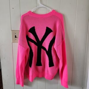 Neoity Pink New York Yankees Pullover Knit Sweater Size L